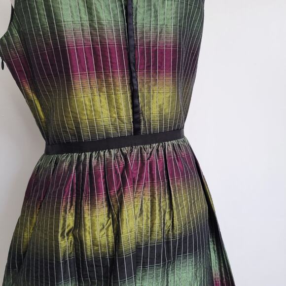 Vivienne Tam Silk Dress Fit Flare Party Cocktail Iridescent Purple Green Women 6 - Picture 8 of 14